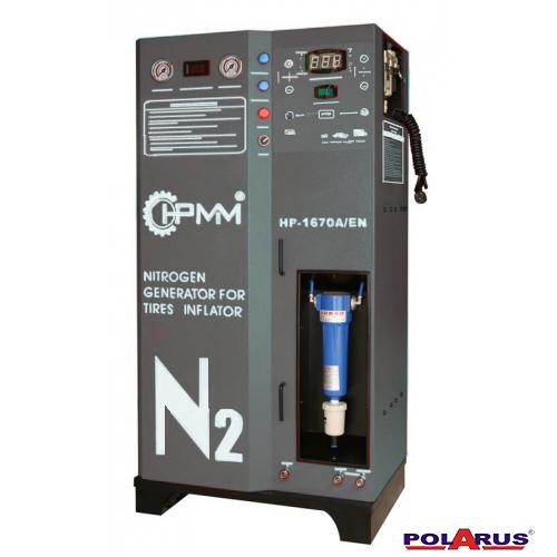 Автоматический генератор (колонка для накачки) азота Полностью автоматическая колонка для наполнения шин азотом, объемом ресивера 70 литров, с 2-х уровневым фильтром  и ЖК-монитором. (HP-1670A/EN)
