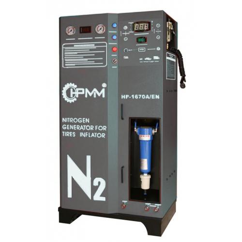 Автоматический генератор (колонка для накачки) азота Полностью автоматическая колонка для наполнения шин азотом, объемом ресивера 70 литров, с 2-х уровневым фильтром  и ЖК-монитором. (HP-1670A/EN)